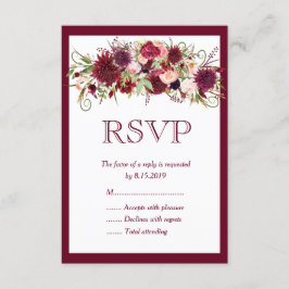 Marsala Red Burgundy Floral Boho Wedding Tarjeta R