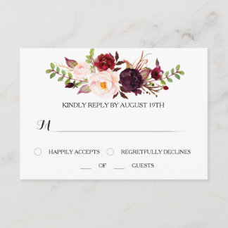 Marsala RSVP Tarjeta Boda
