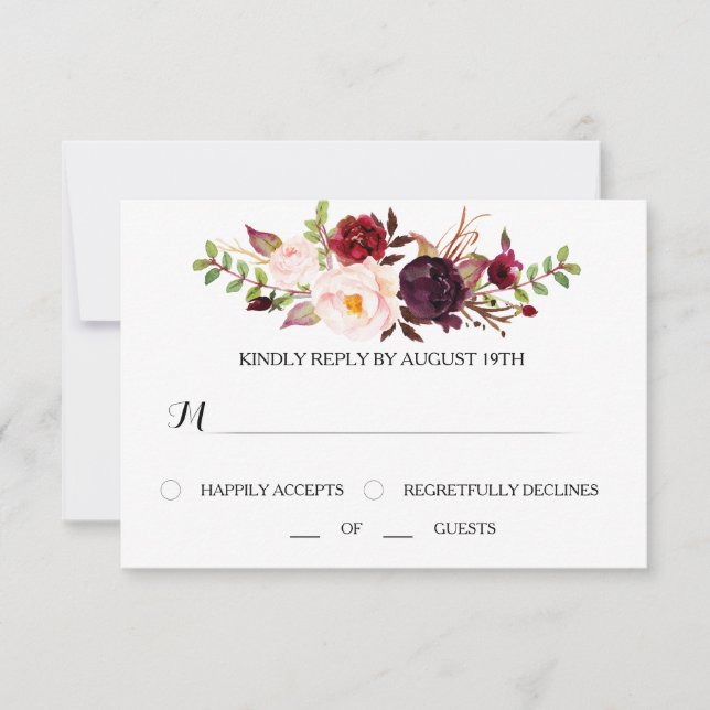 Marsala RSVP Tarjeta Boda (Anverso)