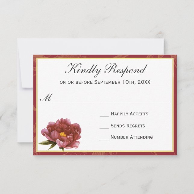 Marsala Splendor Watercolor Floral RSVP (Anverso)