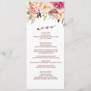 Marsala y el menú de bodas de jardín Gold Boho