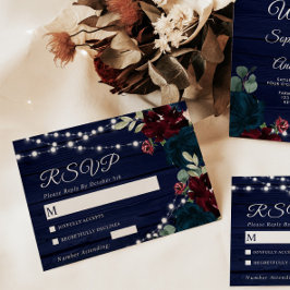 Marsala y la tarjeta RSVP de la boda rústica de la