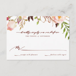 Marsala y tarjeta de respuesta de Boho de Boda Jar