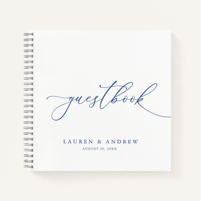 Marsella Bleu Libro de Bodas Minimalistas blancos (Anverso)