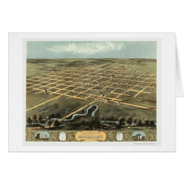 Marshalltown, mapa panorámico de IA - 1868 (Anverso (Horizontal))