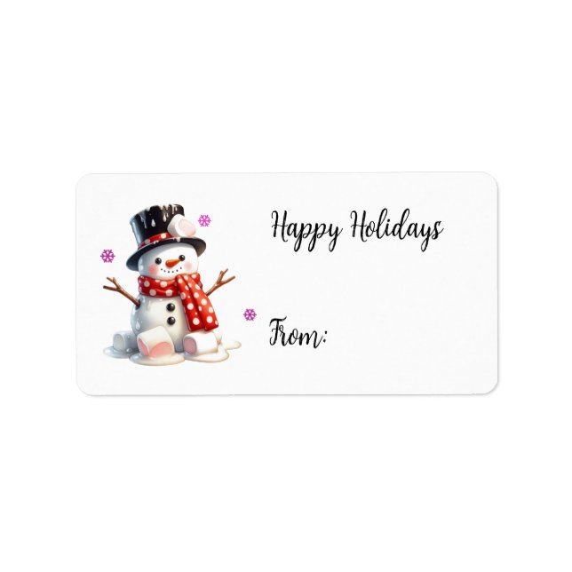 Marshmallow Snowman Holiday Etiqueta de regalo (Frente)