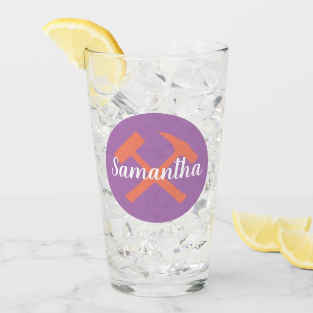 Martillo de rock y nombre personalizado del geólog (Anverso (hielo))