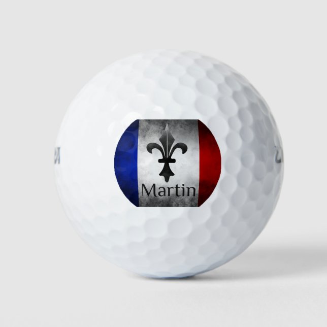 Martin Name con bolas de golf de bandera francesa (Anverso)