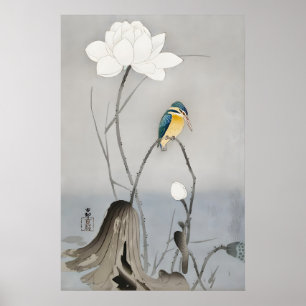 Martín pescador con flor de loto Arte japonés refi