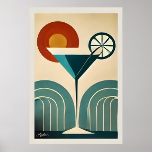Martini Amanecer de Montaña Arte Moderno de Mitad