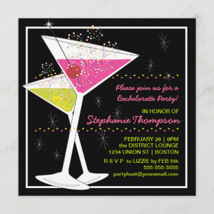 Martini Cocktail Bachelorette Party Invitación