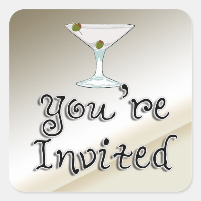 Martini Cocktail Party Invitation sello para sobre (Anverso)