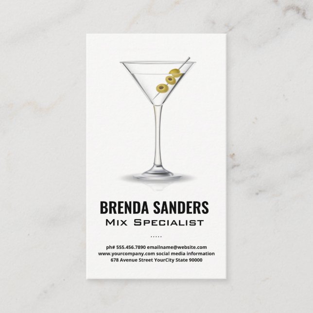 Martini Drink | Tarjeta de presentación de Barman (Anverso)