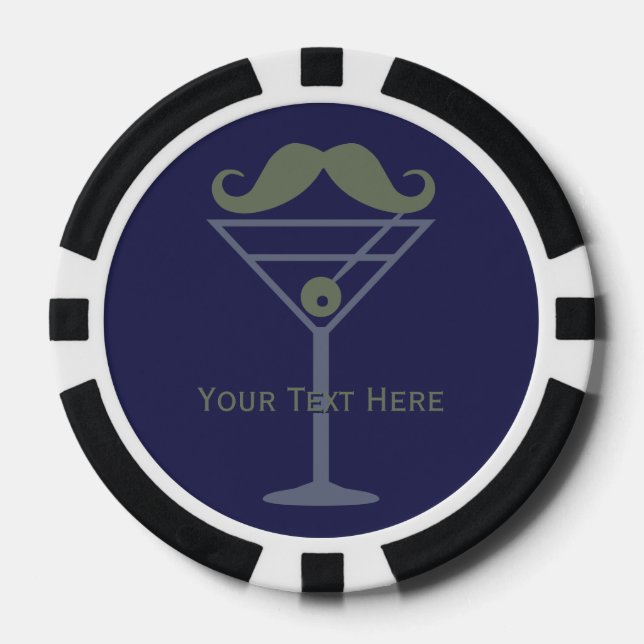 Martini Mustache personalizado fichas de póquer (Anverso)