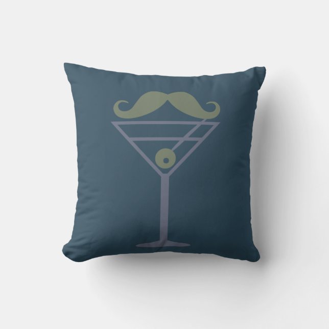 Martini Mustache personalizado lanzar almohada (Anverso)