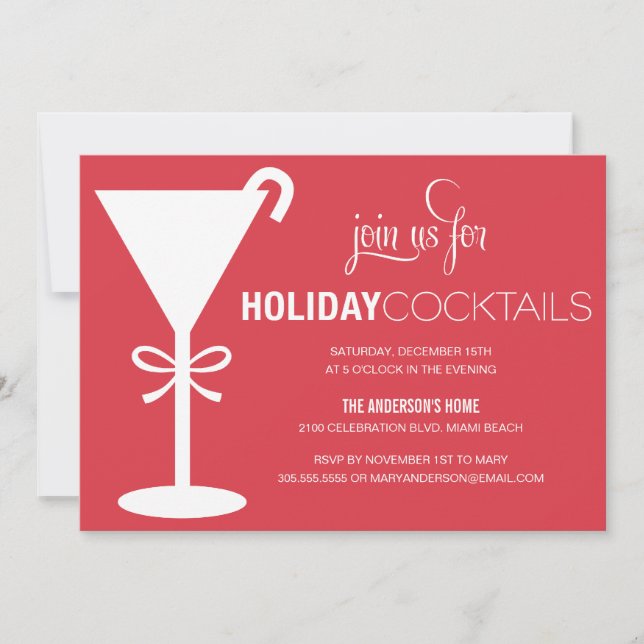 MARTINI ROJO| INVITACIÓN DEL FIESTA DE CÓCTEL DE V (Anverso)