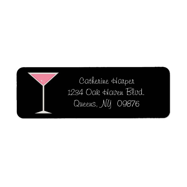 Martini rosa con etiqueta de anillo de compromiso (Frente)