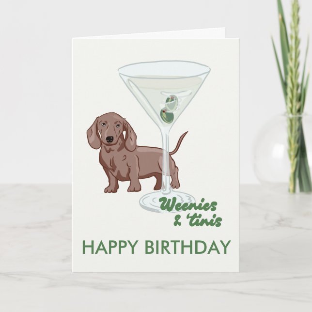 martini y weenies tarjeta de cumpleaños del perro  (Anverso)