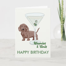 martini y weenies tarjeta de cumpleaños del perro 
