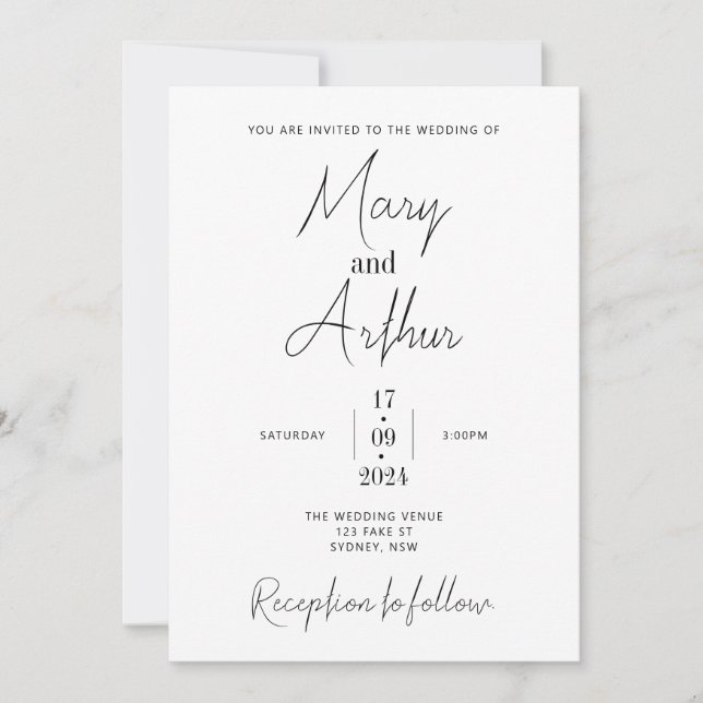 Mary - Invitación a la boda Minimalista moderna (Anverso)