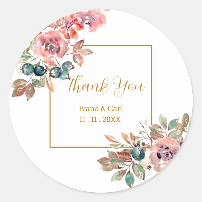 MARY Watercolor Rosa Sello verde esmeralda (Anverso)