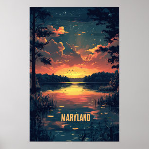Maryland EE. UU. Arte Ilustración Vintage Viajes