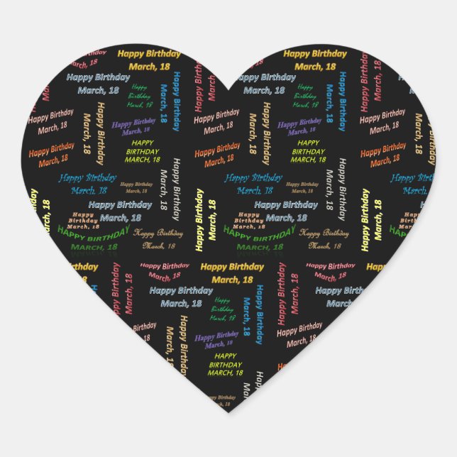 Marzo, 18 Pegatina de cumpleaños (Anverso)