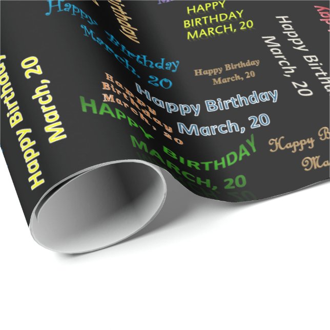 Marzo, 20 cumpleaños, regalo Papel de ajuste (Esquina del rollo)