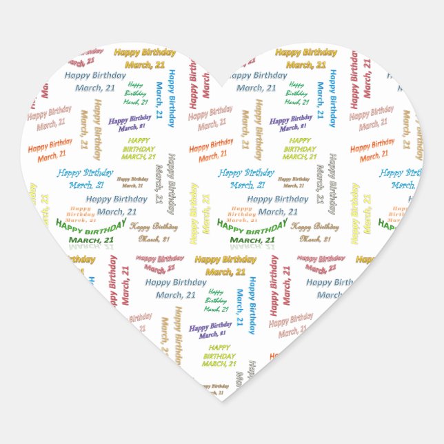 Marzo, 21 Pegatina de cumpleaños (Anverso)