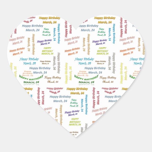 Marzo, 24 Pegatina de cumpleaños (Anverso)