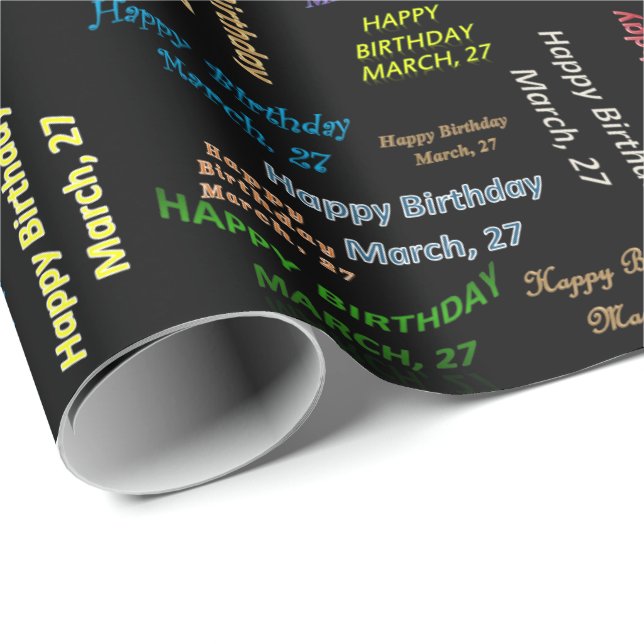 Marzo, 27 Papel de ajuste de regalo por cumpleaños (Esquina del rollo)