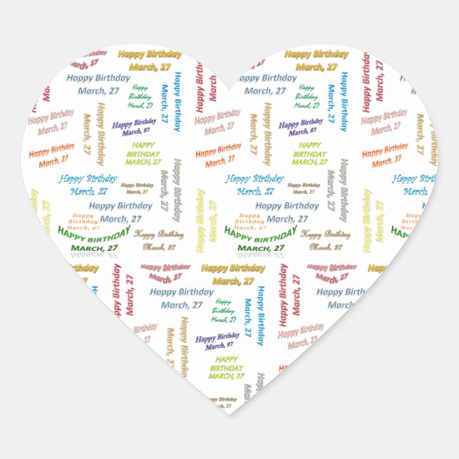 Marzo, 27 Pegatina de cumpleaños (Anverso)