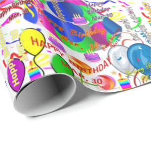 Marzo, 30 cumpleaños, regalo Papel de ajuste