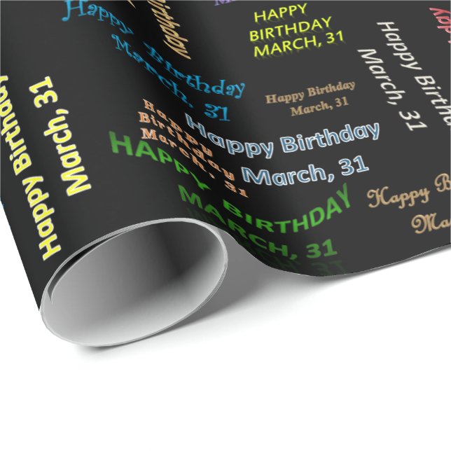 Marzo, 31 Papel de ajuste de regalo por cumpleaños (Esquina del rollo)