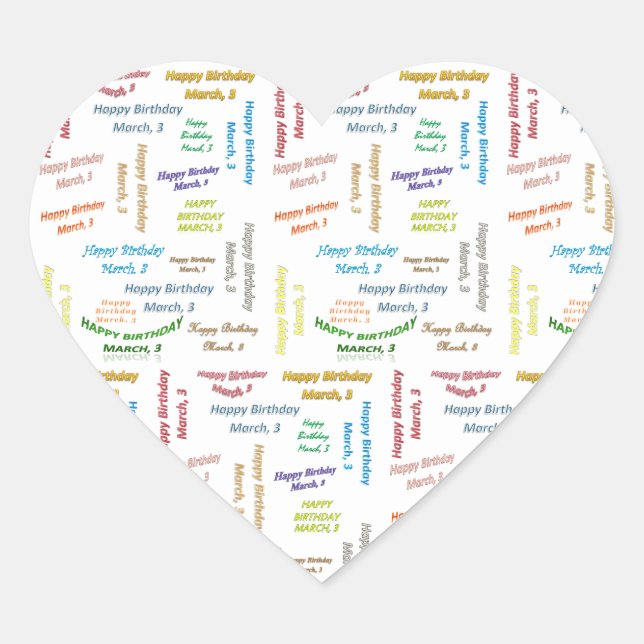 Marzo, 3 Pegatina de cumpleaños (Anverso)