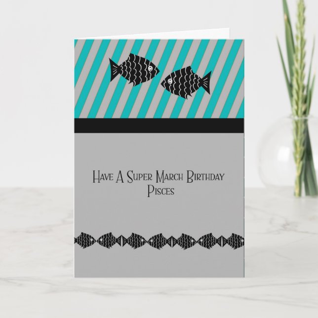 Marzo de la tarjeta de cumpleaños para los piscis  (Anverso)
