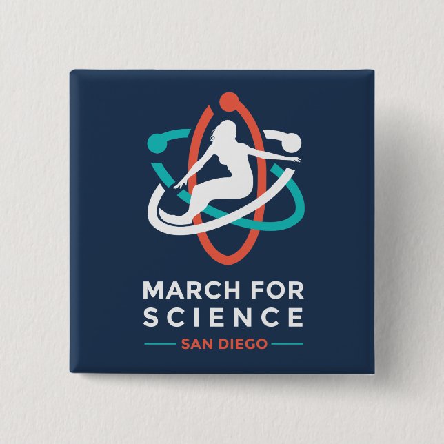 Marzo para la ciencia: San Diego - botón cuadrado (Anverso)