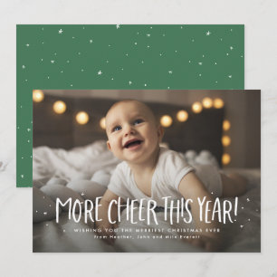 Más alegría este año tarjeta verde de Navidad con