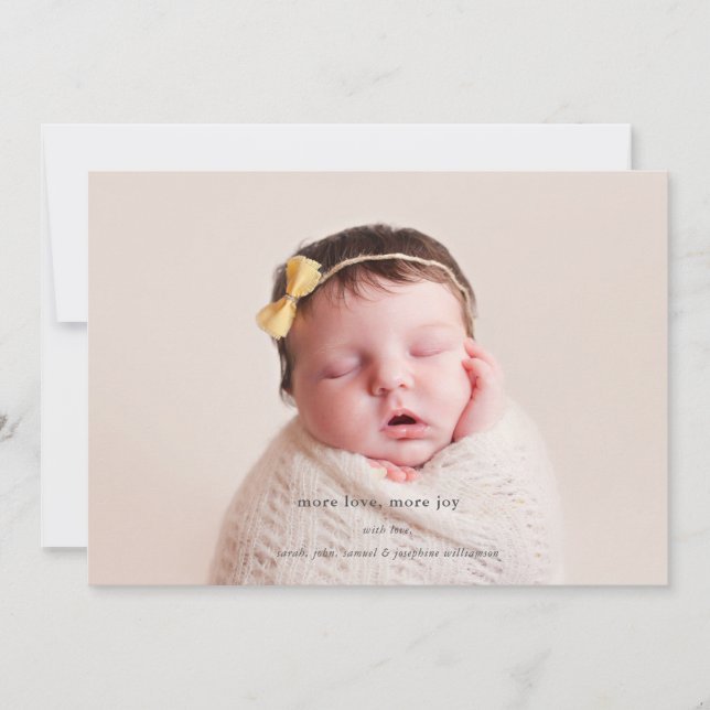 Más amor, más alegría | Anuncio de nacimiento de v (Anverso)