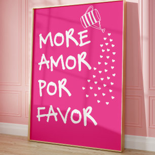 Más Amor Por Favor Póster de Cita de Amor Rosa Lin