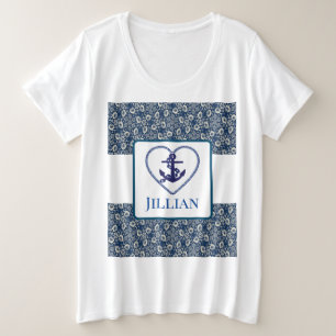 Más camiseta floral azul de la Marina Personalizad