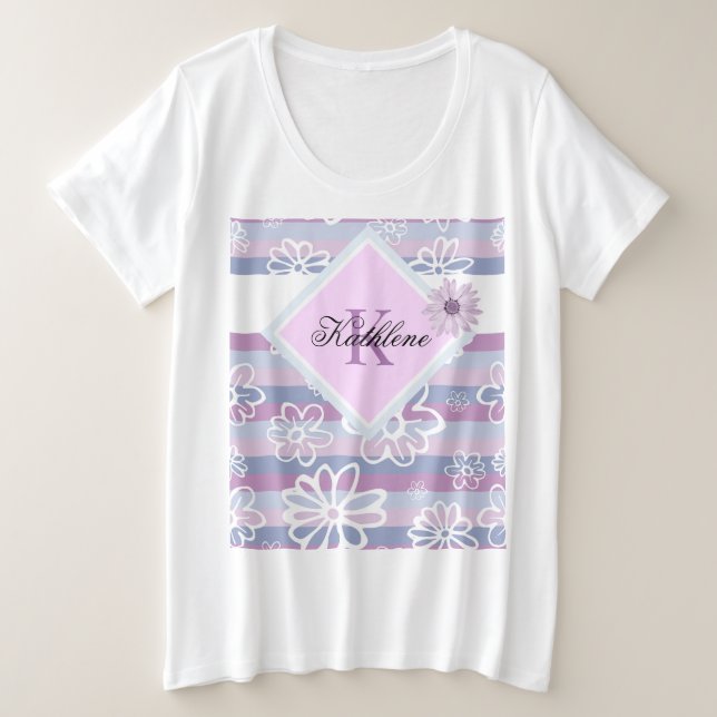 Más camiseta Monogramada Morada Floral (Anverso del diseño)
