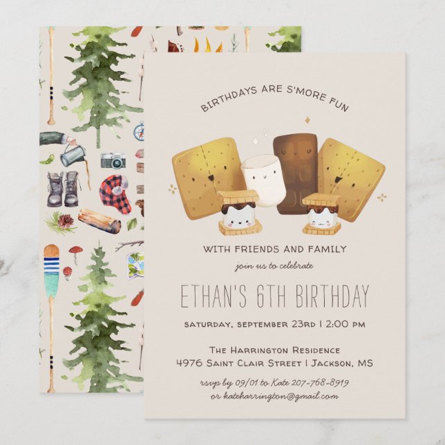 Más diversión | Invitación de cumpleaños para fies (Anverso / Reverso)