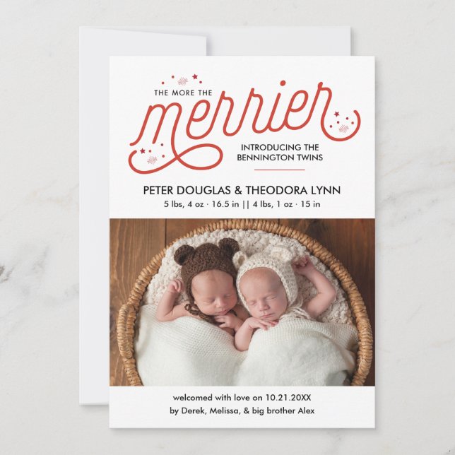 Más Invitación de mellizos de Navidades menores (Anverso)