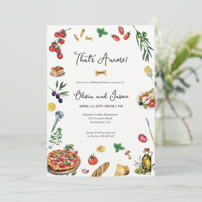 Más invitaciones a la cena de ensayo en italiano (Anverso de pie)