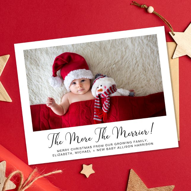 Más la tarjeta navideña de Recién nacido fotográfi (A fun & unique way to introduce family and friends to your growing family this holiday season)
