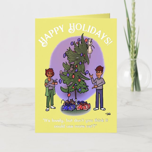 Más Navidades de gato doblado tarjeta de Relieve m (Anverso)