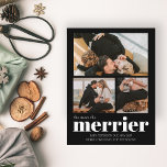 Más Navidades de la Invitación de Embarazo más fel<br><div class="desc">¡Cuanto más alegre! Invitación de gestación con collage de fotos que muestra detalles de Relieve metalizado de oro en roble. ¡Inserta tus fotos y deja que tus seres queridos sepan que esperas un nuevo paquete de alegría este año!</div>