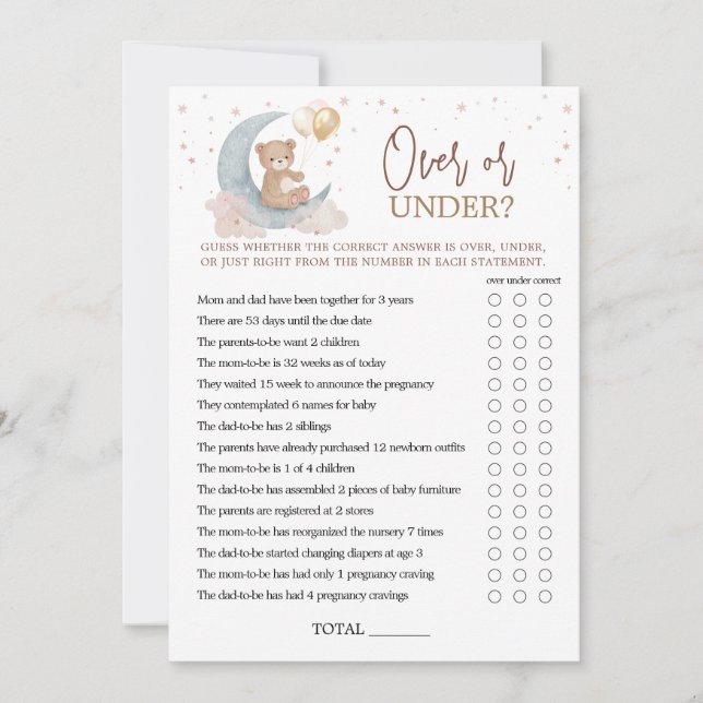 Más o menos juego con la tarjeta de Baby Shower Mo (Anverso)
