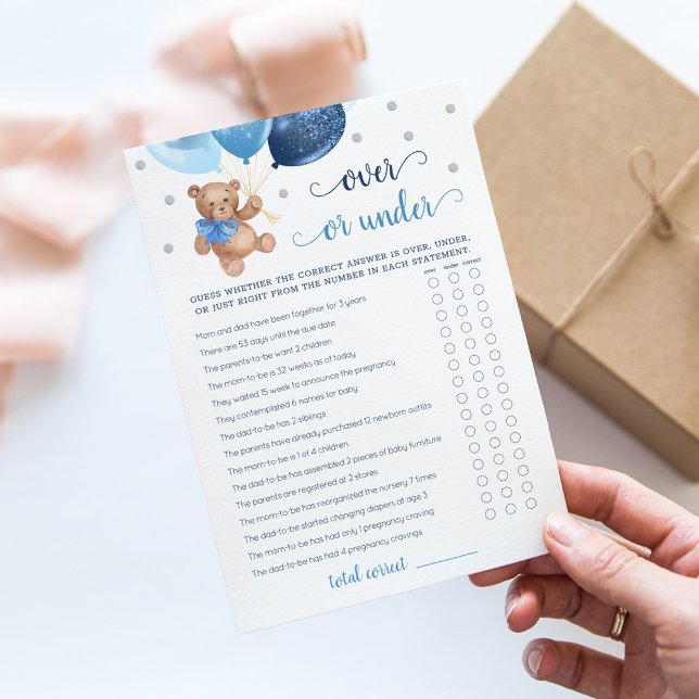 Más o menos juego Tarjeta de Oso Baby Shower Teddy (Subido por el creador)